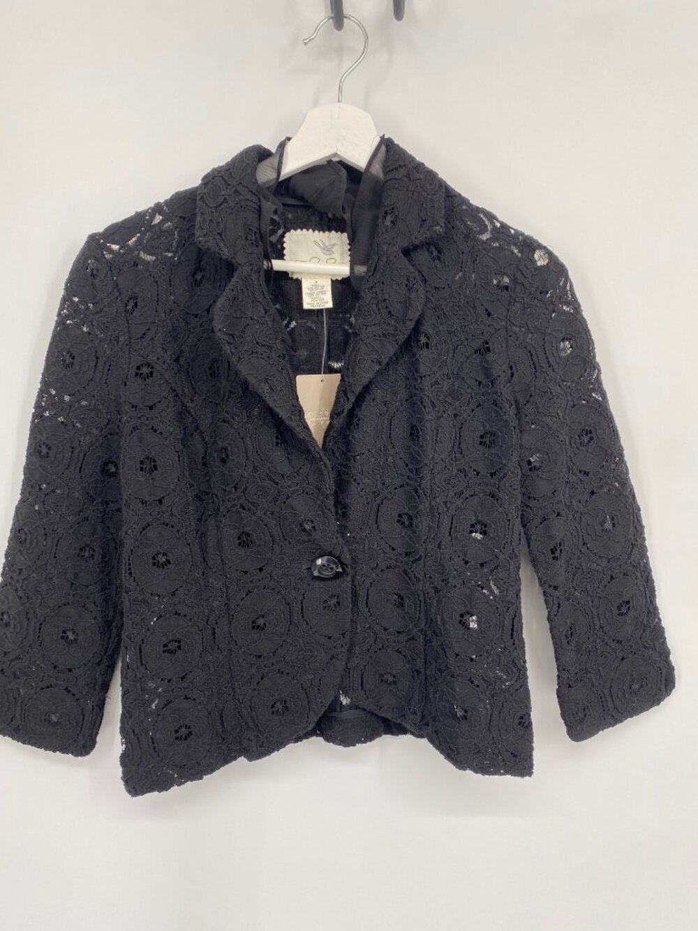 NWT Anthropologie Tabitha Cotton Blend Lace Cropped Blazer Jacket Size 4 SILK RU